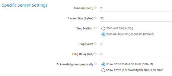 Specific Sensor Settings Specific Sensor Settings