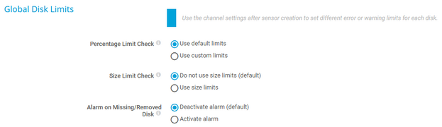 Global Disk Limits Settings